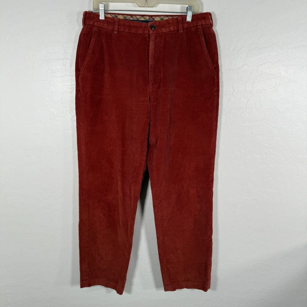 Brooks Brothers Pants Mens 34x32 Red Corduroy Clark Chino Cotton Casual